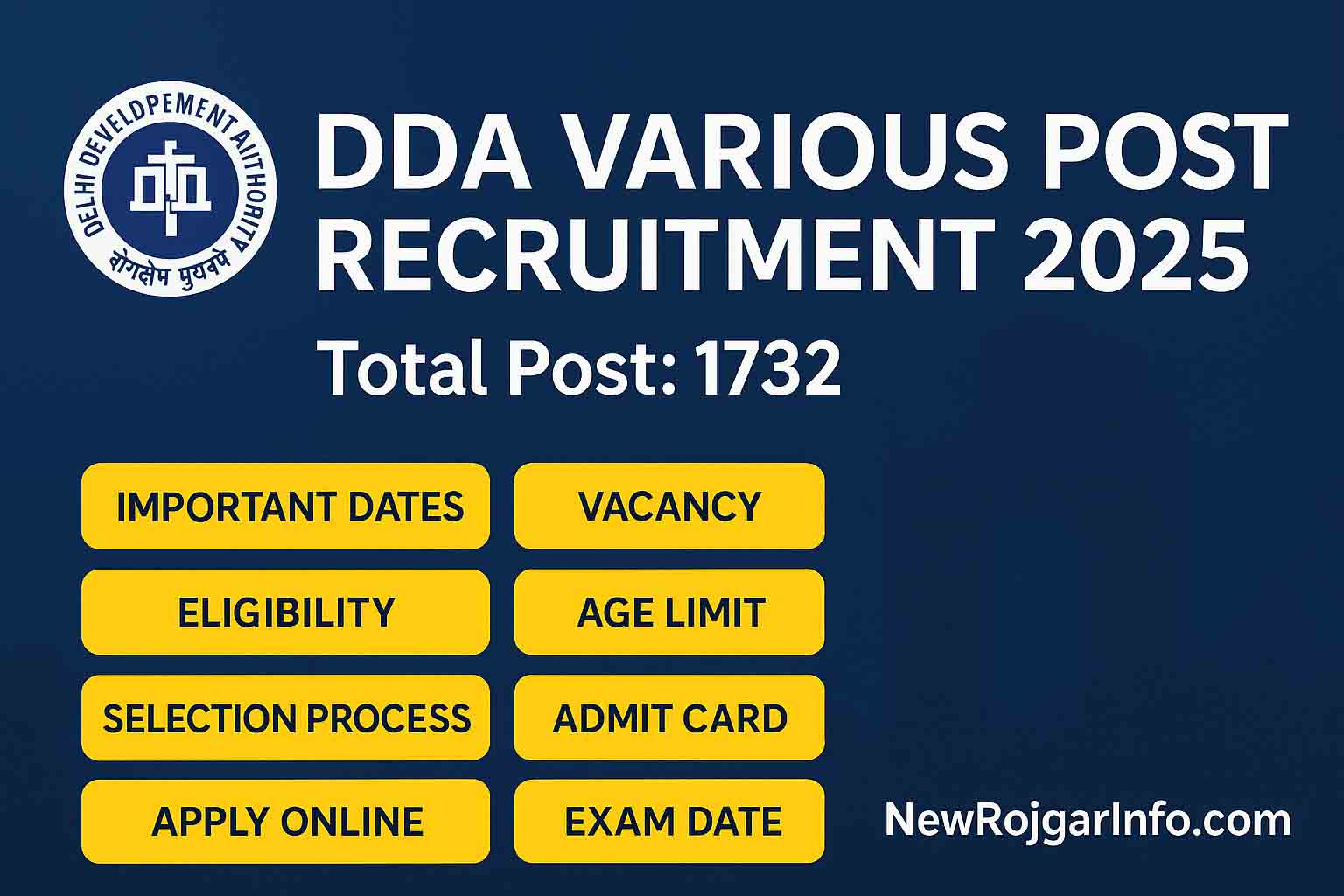 DDA Various Post Recruitment 2025
